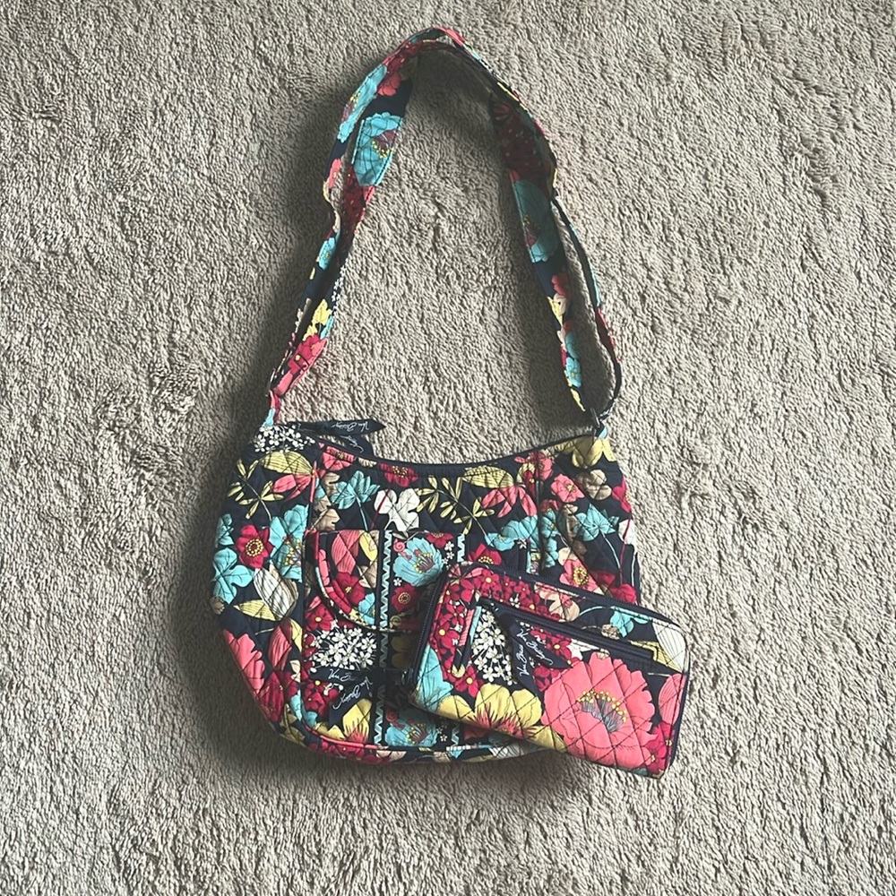 Vera Bradley BUNDLE “Happy Snails” Small Crossbody Purse w/ Wristlet Wallet